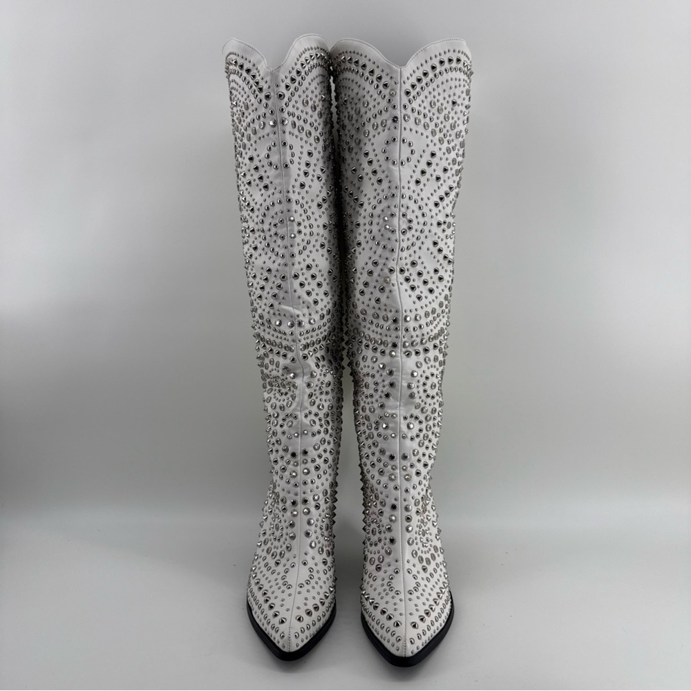 Azalea Wang White Way Out West Cowboy Boots SZ 8
